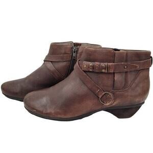 Abeo B.I.O. System Nancy Brown Leather Upper Rubber Sole Side Zipper Ankle Boots